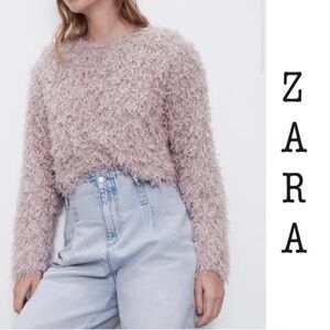 ZARA Fuzzy Pink Sweater